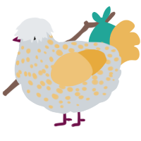 A mist and honey chicken with a speckle pattern