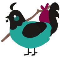 A turquoise and sable chicken with a head pattern