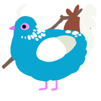 A cerulean and white chicken with a neck-speckle pattern