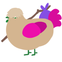 A beige and fuchsia chicken