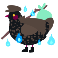 A sable and bark chicken with a speckle pattern