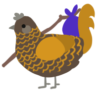 A bark and ochre chicken with a lace pattern