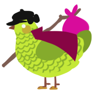 A lime and chartreuse chicken with a lace pattern