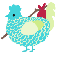 A aqua and apple chicken with a lace pattern