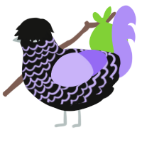 Emo Kid Haircut, a black and lilac chicken with a lace pattern