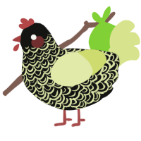 A black and lemon chicken with a double-lace pattern