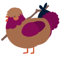 A brown and wine chicken with a head pattern