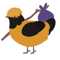 A orange and sable chicken with a head pattern