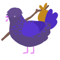 A overcast and indigo chicken with a half-lace pattern