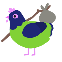 A grass and navy chicken with a head pattern