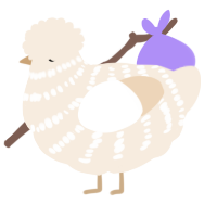 A cream chicken with a bar pattern