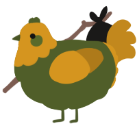 A olive and ochre chicken with a head pattern