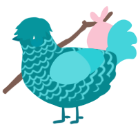 A teal and aqua chicken with a lace pattern
