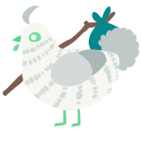 A white and silver chicken with a bar pattern