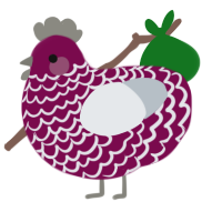 A wine and mist chicken with a lace pattern