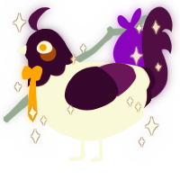 A black and gluppy chicken with a head pattern