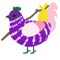 A violet and rose chicken with a bar pattern