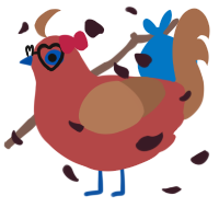 A red and brown chicken