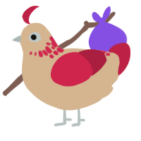 A beige and crimson chicken with a neck-speckle pattern