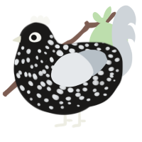 A sable and mist chicken with a speckle pattern