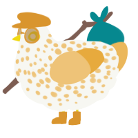 A white and honey chicken with a speckle pattern