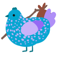A cerulean and lilac chicken with a speckle pattern