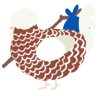 A russet and white chicken with a lace pattern