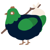A tumblr and viridian chicken with a head pattern