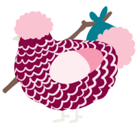 A maroon and rose chicken with a lace pattern