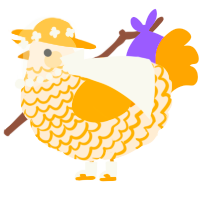 A cream and orange chicken with a lace pattern