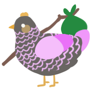 A grey and lavender chicken with a lace pattern