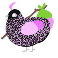 purple moon rocks, a black and lavender chicken with a double-lace pattern
