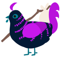 A tumblr and amethyst chicken with a half-bar pattern