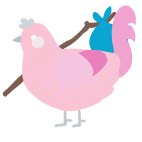A rose and pink chicken with a speckle pattern