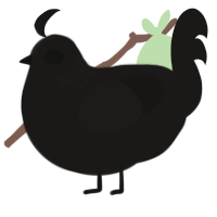 A sable chicken with a neck-speckle pattern