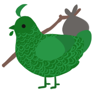 A leaf and viridian chicken with a double-lace pattern