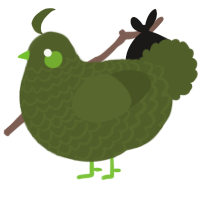 A olive chicken with a lace pattern