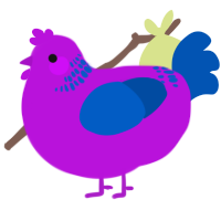A amethyst and ultramarine chicken with a neck-band pattern