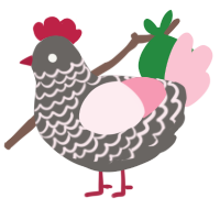 A grey and rose chicken with a lace pattern