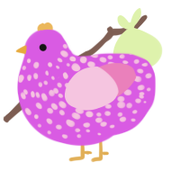 A orchid and pink chicken with a speckle pattern