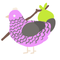 A lavender and grey chicken with a lace pattern