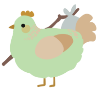 A gluppy and beige chicken with a neck-band pattern