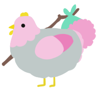 A silver and pink chicken with a head pattern