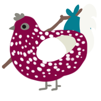 vintage mushroom, a maroon and white chicken with a speckle pattern