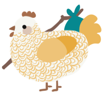 A white and honey chicken with a double-lace pattern