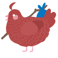 A red chicken with a lace pattern