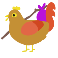 A gold and vermilion chicken