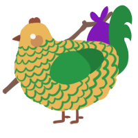 A honey and viridian chicken with a lace pattern