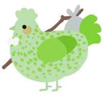A gluppy and grass chicken with a speckle pattern