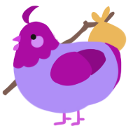 A lilac and plum chicken with a head pattern